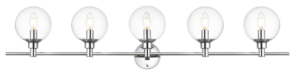 5 Light Chrome And Clear Bath Sconce