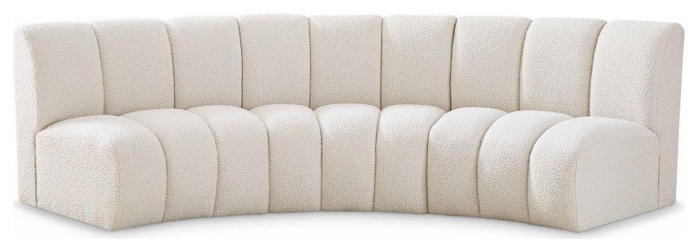 Infinity Black Boucle Fabric Upholstered Arc Shaped Modular Sectional, Cream, 3-Piece, Arc-Shaped