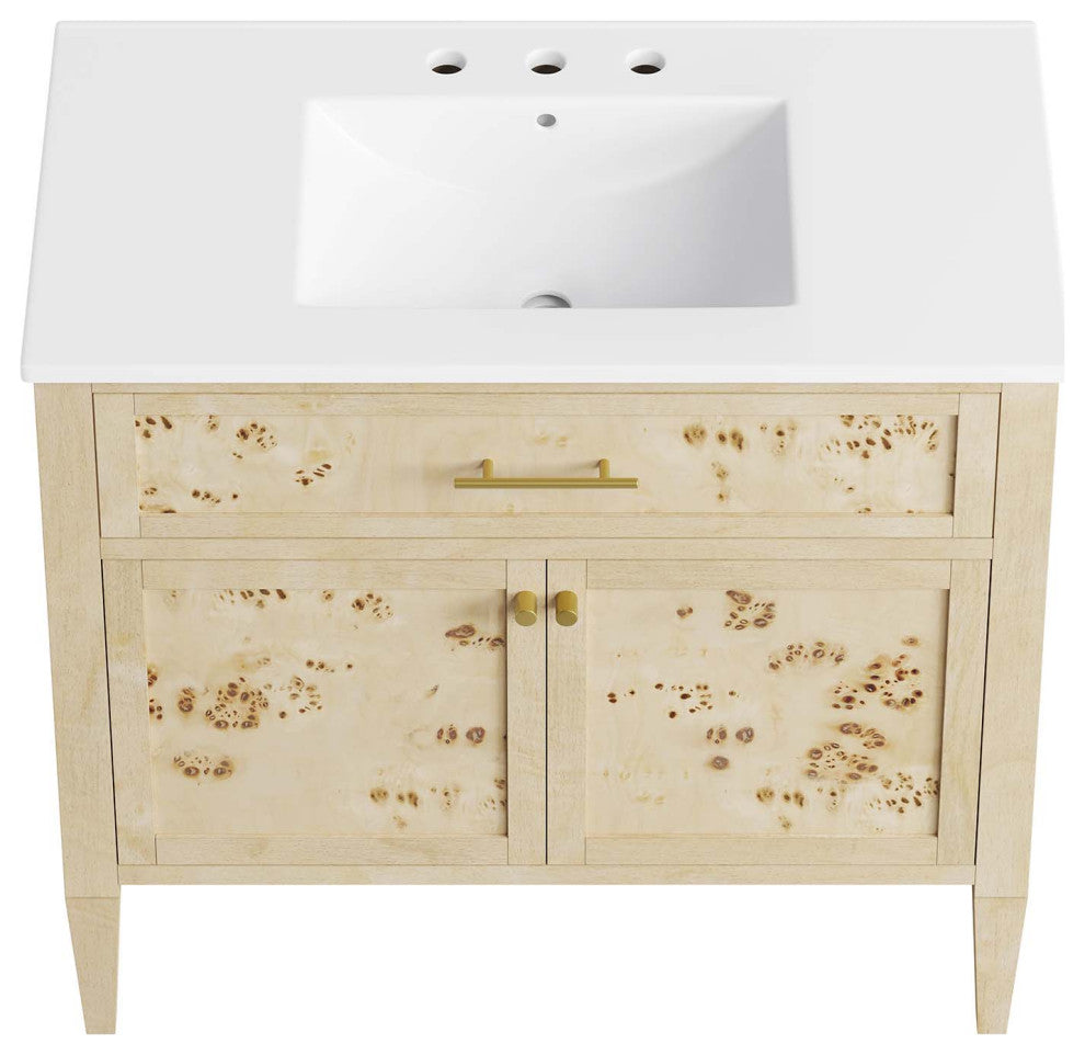 Elysian 36" Wood Bathroom Vanity - White Burl
