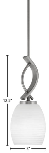 Cavella 1-Light Stem Hung Mini Pendant, Graphite, 5" White Linen Glass