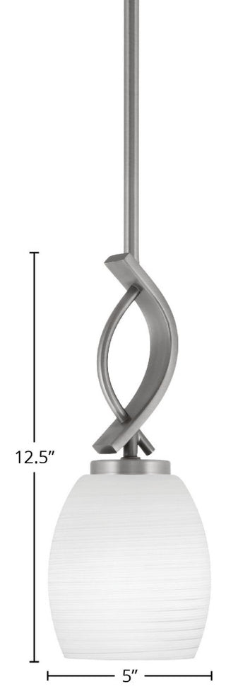 Cavella 1-Light Stem Hung Mini Pendant, Graphite, 5" White Linen Glass
