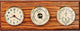 Brass Clock, Barometer and Thermometer/Hygrometer on Oak Weather Station