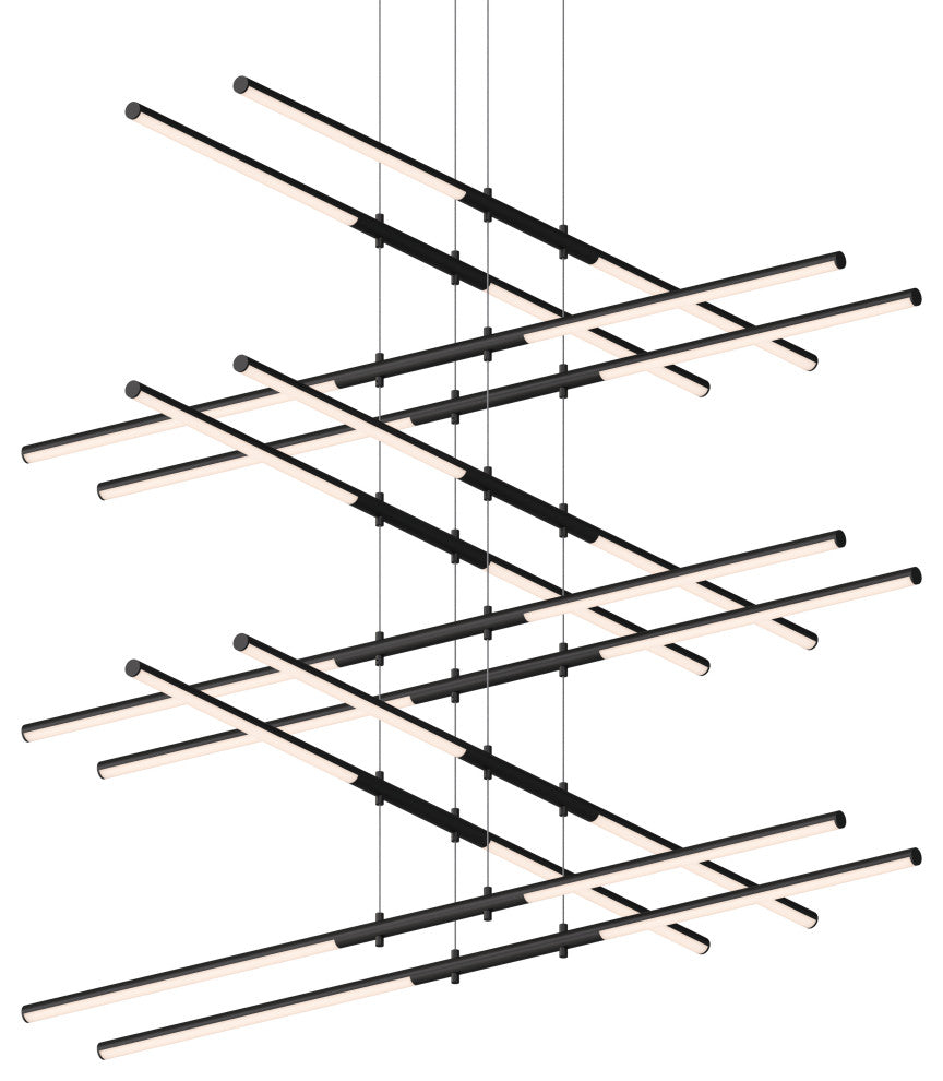 Sonneman 2806 Tik-Tak 47-1/2"W LED Six Tier Linear Chandelier - Satin Black