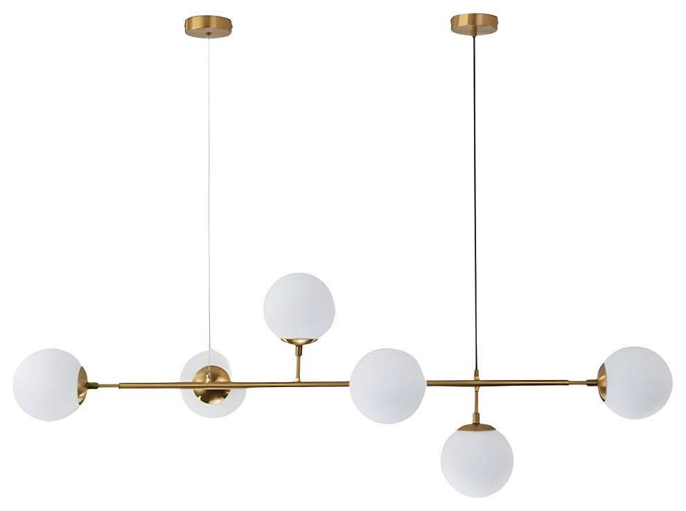 Igliano | Creative LED Pendant Light in the Shape of Glass Ball for Dining Room, Gold, Milky Glass, Cool Light