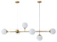 Igliano | Creative LED Pendant Light in the Shape of Glass Ball for Dining Room, Gold, Milky Glass, Cool Light