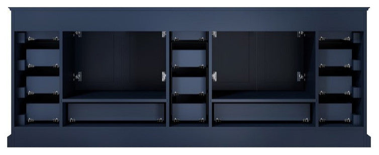 Dukes 84" Double Vanity, No Top and 34" Mirrors, Navy Blue