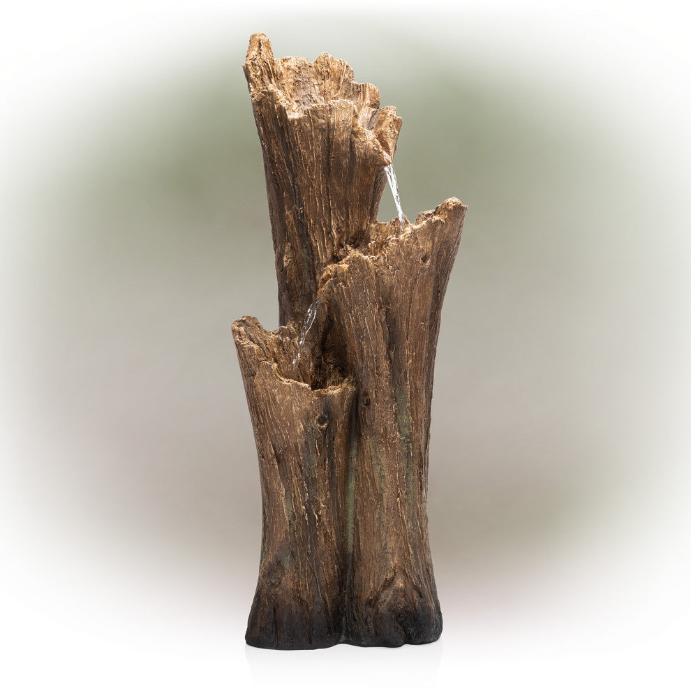 Alpine 3 Log Tiered Fountain w/ LED Lights, 39"