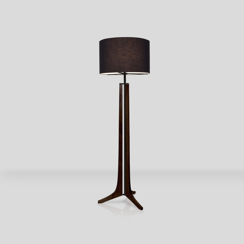 Forma - LED Floor Lamp - Black Shade, Dark Walnut, Black Anodized Aluminum