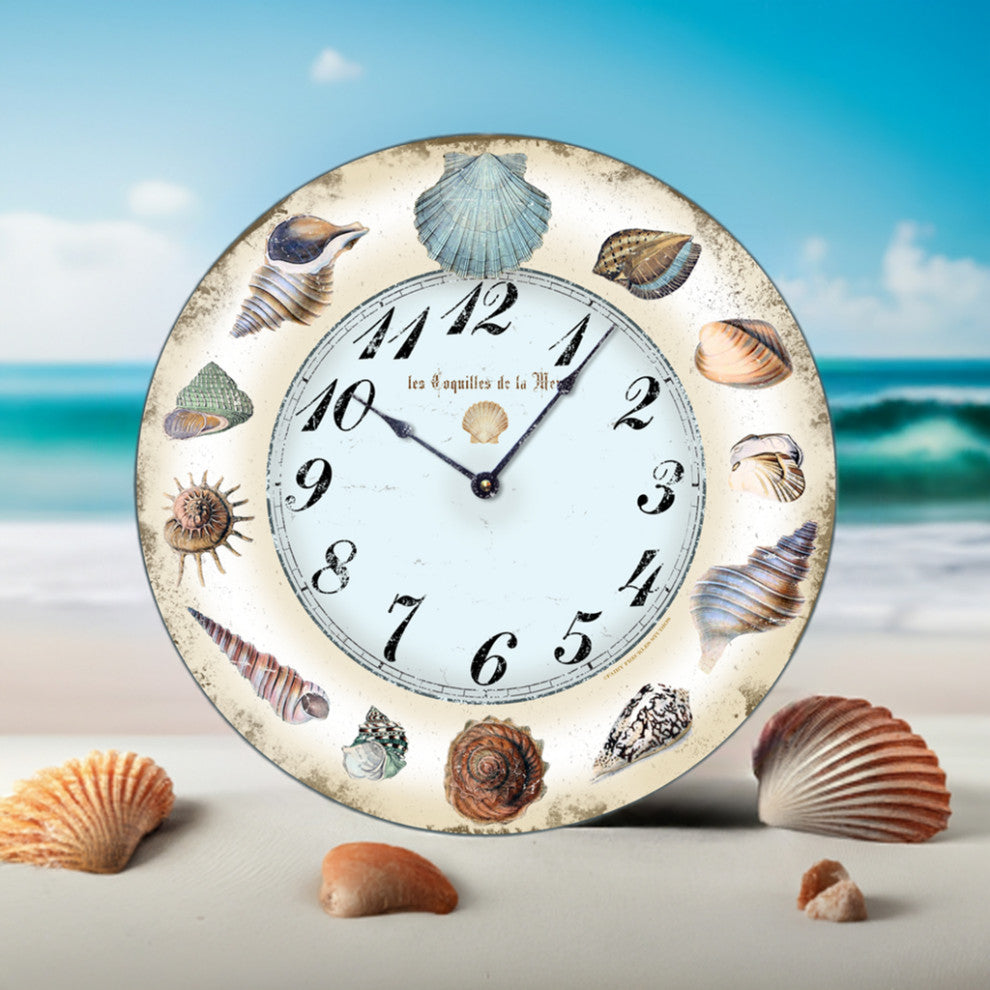 Vintage-Style Seashell Clock, 12 Inch Diameter