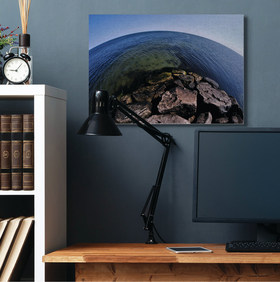 Fisheye Ocean Sea Landscape Photograph, 30"x40", Canvas Art