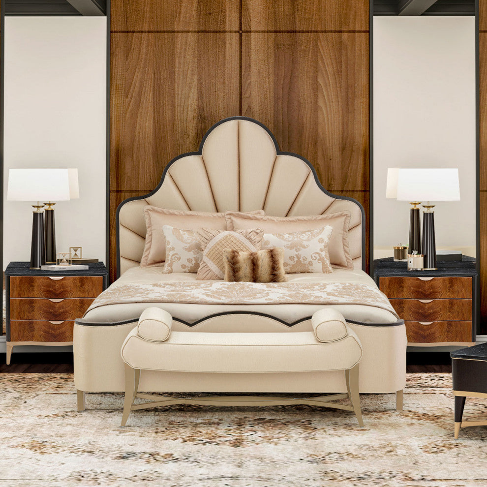 Malibu Crest Eastern King Scalloped Panel Bed - Dark Espresso