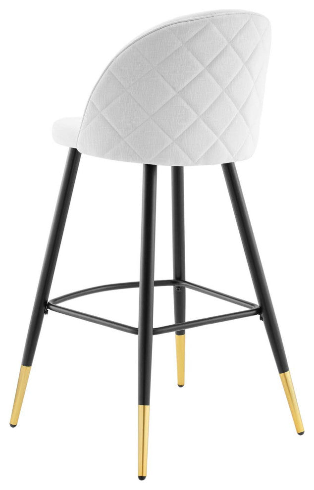 Bar Stool Chair Barstool, Set of 2, Fabric, Metal, White, Modern, Bar Pub Bistro