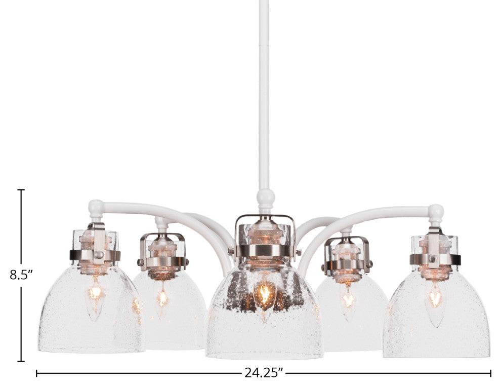 Easton 5-Light Chandelier, White & Brushed Nickel/Clear Bubble