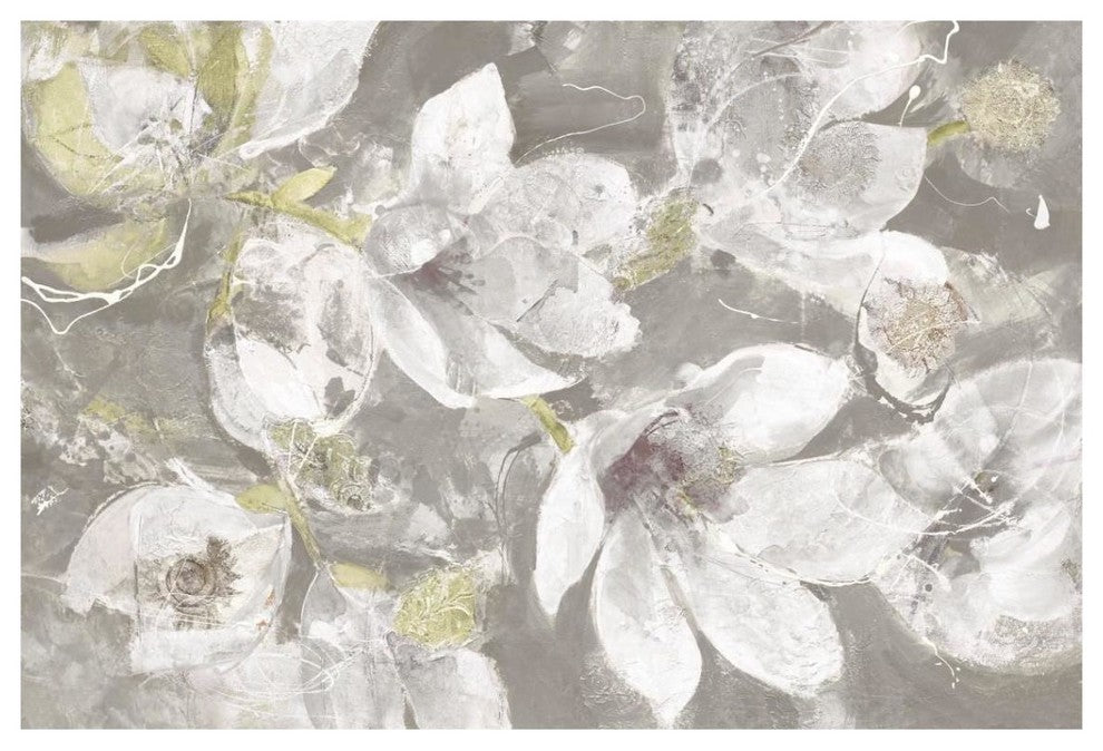 "Magnolias in Bloom Greige" Digital Paper Print by Albena Hristova, 38"x26"
