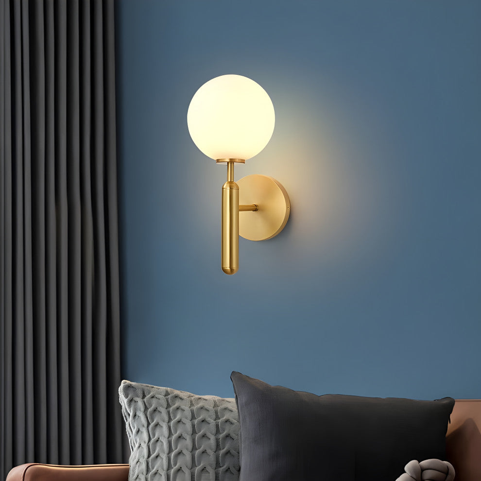 Modern Glass Wall Lamp in the Ball Shape, Living Room, Bedroom, Black, Transparent, Trichromatic Light
