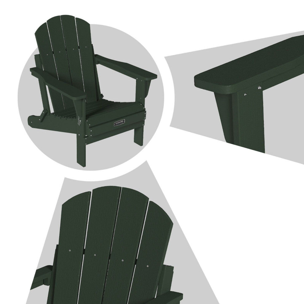 CASAINC Adirondack Chair PS Board Folding Outdoor Indoor Widened Armrests Green