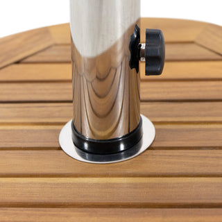 Bucy Outdoor 33lb Acacia Wood Circular Umbrella Base with Stainless Steel Tube