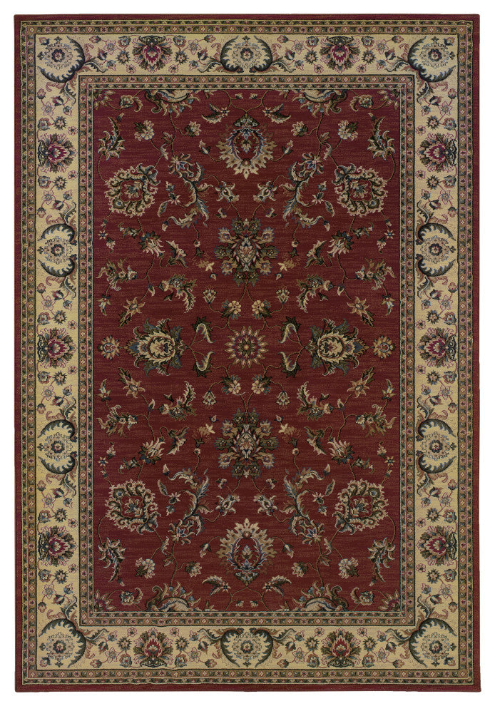 Aiden Traditional Vintage Inspired Red/Ivory Rug, 8' Square