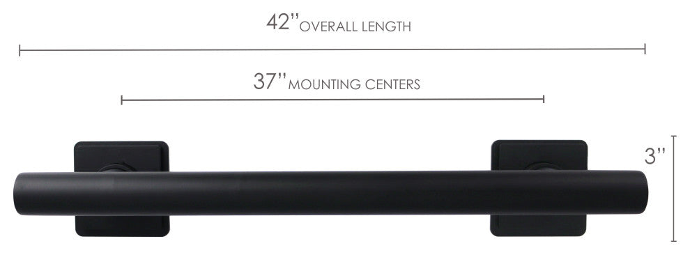 Coronado Designer Straight Bathroom Shower Grab Bar With Square Flanges, 42"