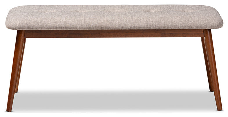 Flora II Mid-Century Modern Light Gray Medium Oaked Wood Dining Bench