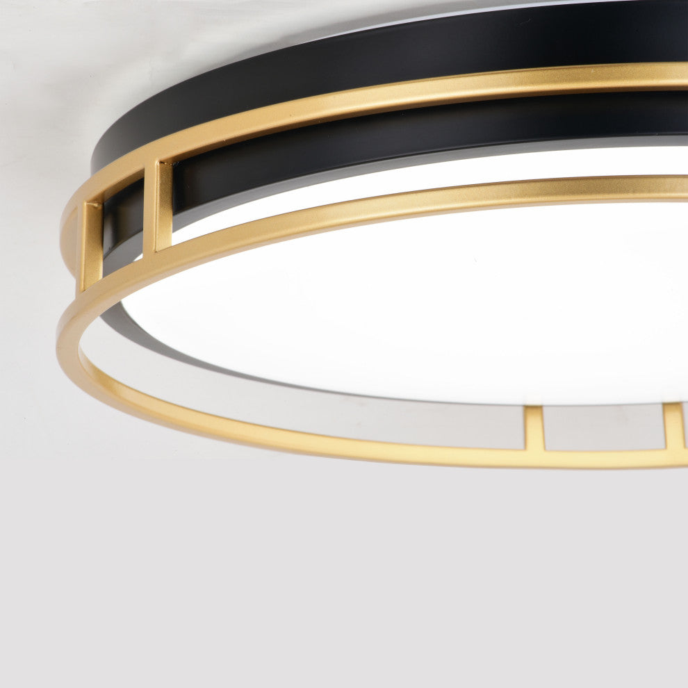 Northgate 16-in W Integrated LED Matte Black Gold Flush Ceiling Light Fixture