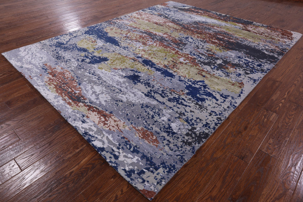 7' 11" X 10' 2" Handmade Wool and Silk Modern Rug Q7222