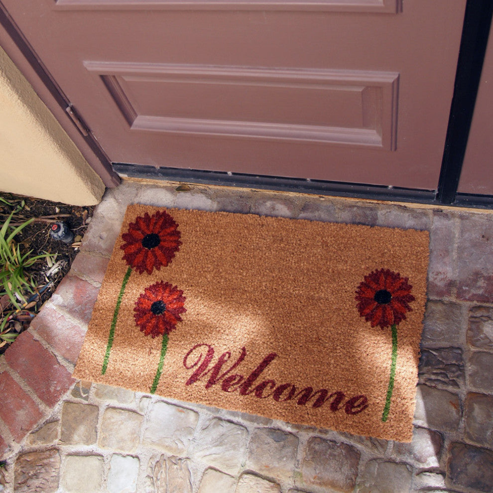Rubber-Cal "Field of Red Daisies" A Welcome Flower Mat 15mm X 18" X 30"