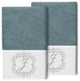 Linum Home Turkish Cotton Monica 2-Piece Embellished Hand Towel Set, Teal