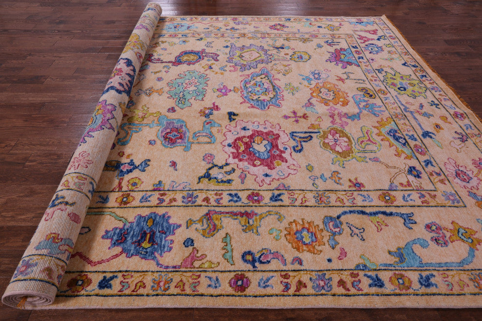 Turkish Oushak Handmade Wool Rug 9' 11" X 14' 2" - Q16109