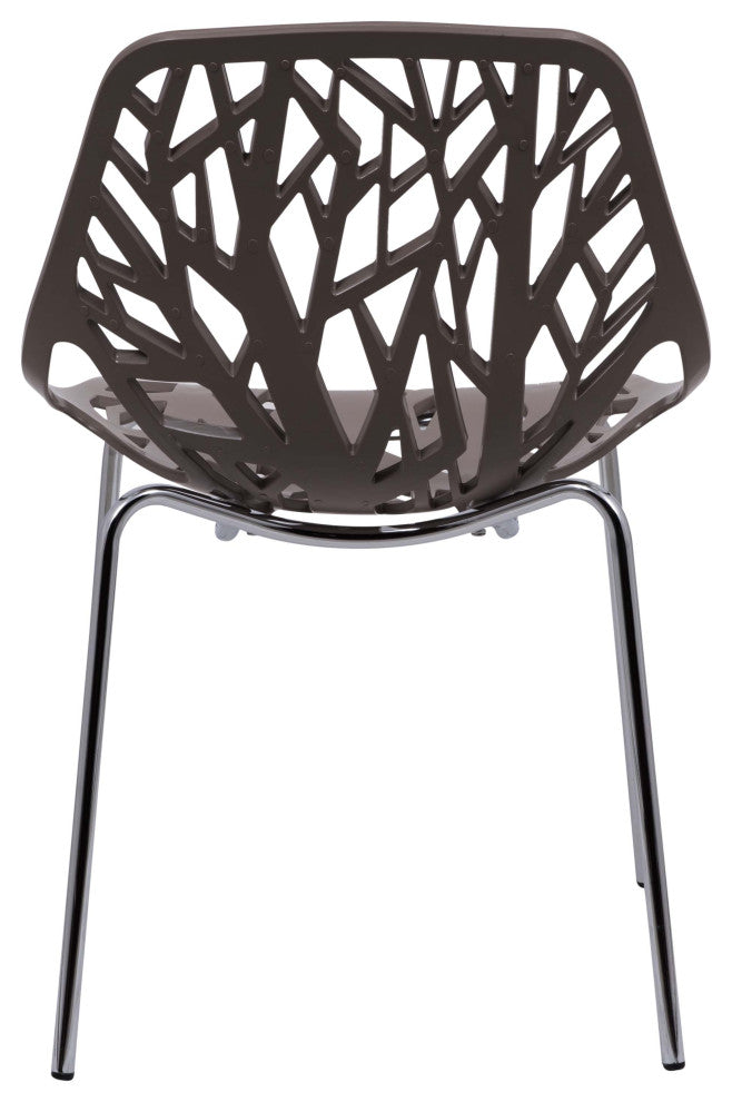 Leisuremod Asbury Stackable Dining Chair with Chome Legs, Taupe