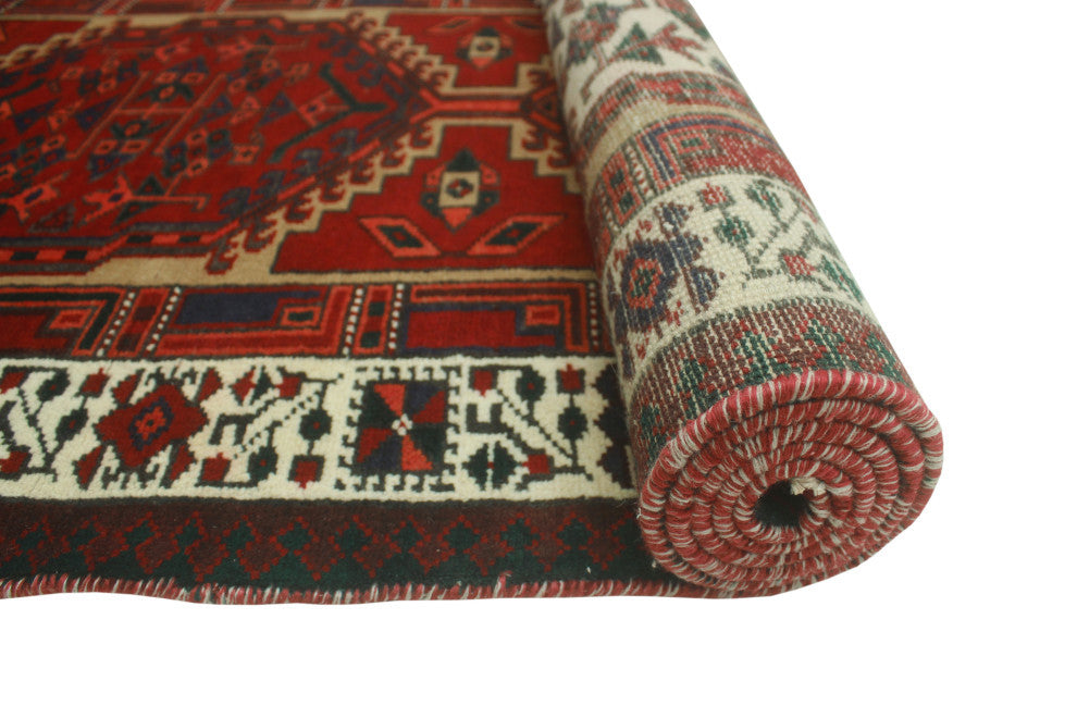 Fine Vintage Distressed Cadi Red/Ivory Runner, 3'2x10'10