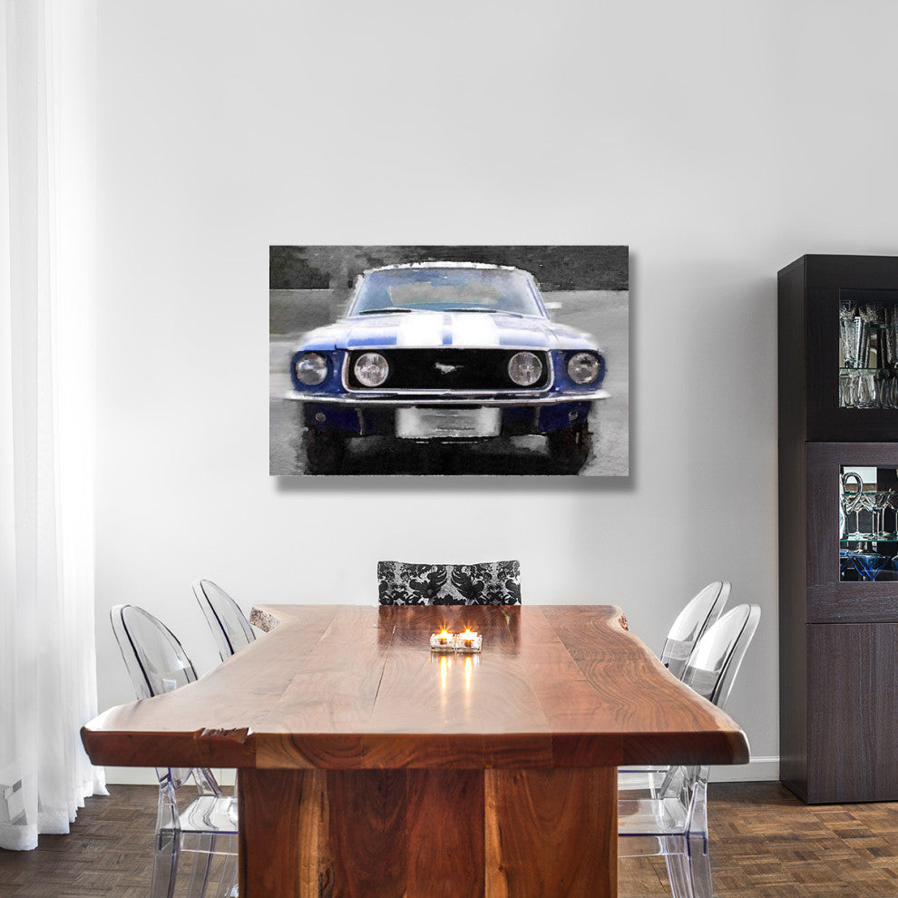 "1968 Ford mustang Front End Watercolor" Fine Art Print