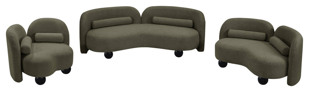Daphne Upholstered Chair/Loveseat/Sofa, Olive, Boucle Fabric, Chair