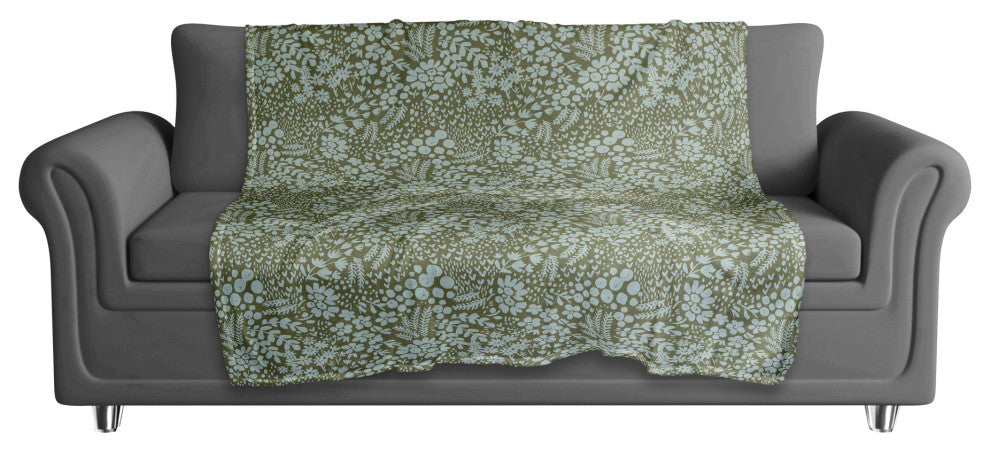 Green Dainty Floral 50x60 Coral Fleece Blanket