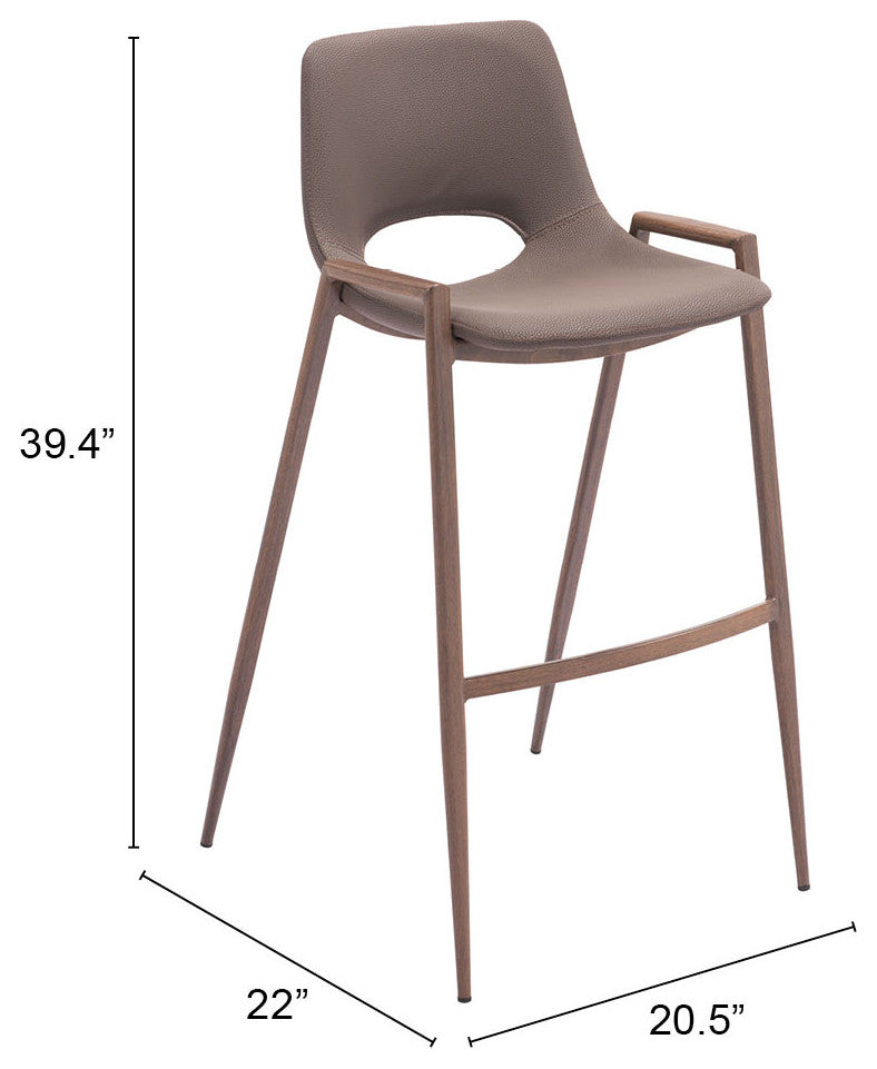 Desi Barstool, Set of 2 Brown/Walnut