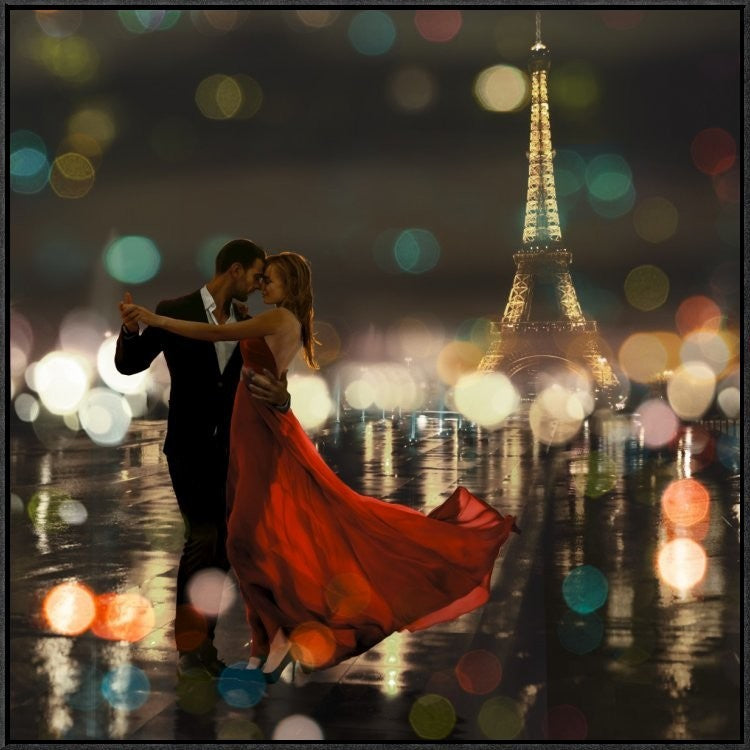 "Midnight in Paris" Framed Canvas Giclee by Dianne Loumer, 31x31"