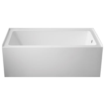 Vanity Art Alcove Soaking Acrylic Bathtub, White/Titanium Gold, 60"x30", Right