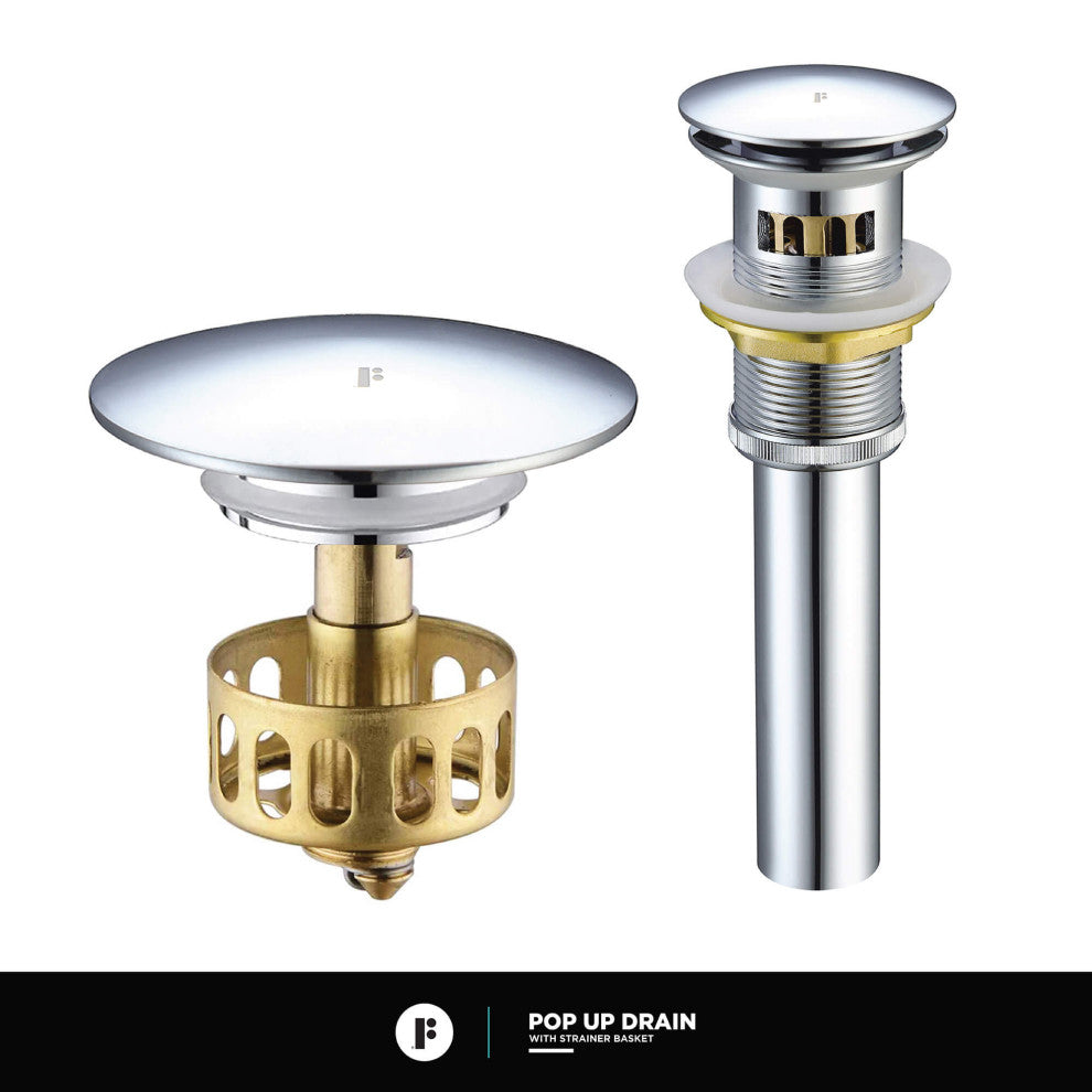 Pop Up Drain With Strainer Basket, Polished Chrome