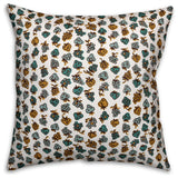 Blue Fruit Pattern Outdoor Throw Pillow, 20"x20"