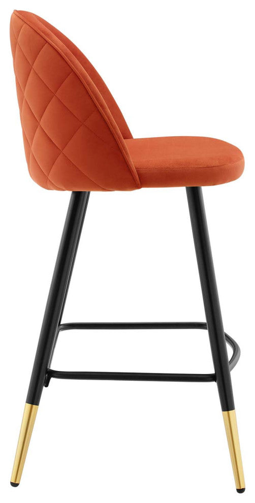 Cordial Performance Velvet Counter Stools Set of 2 Orange