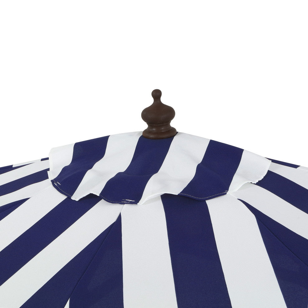 9ft Half Market Umbrella, Scalloped Fringe, Crank, Button Tilt, UV Protection