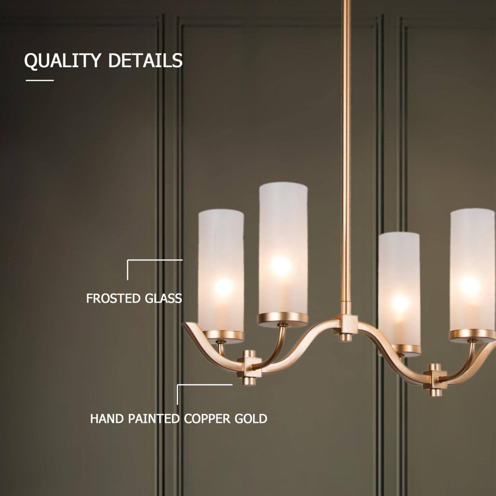 LNC 6-Light Modern Gold and Frosted Glass Linear Pendant for Kitchen