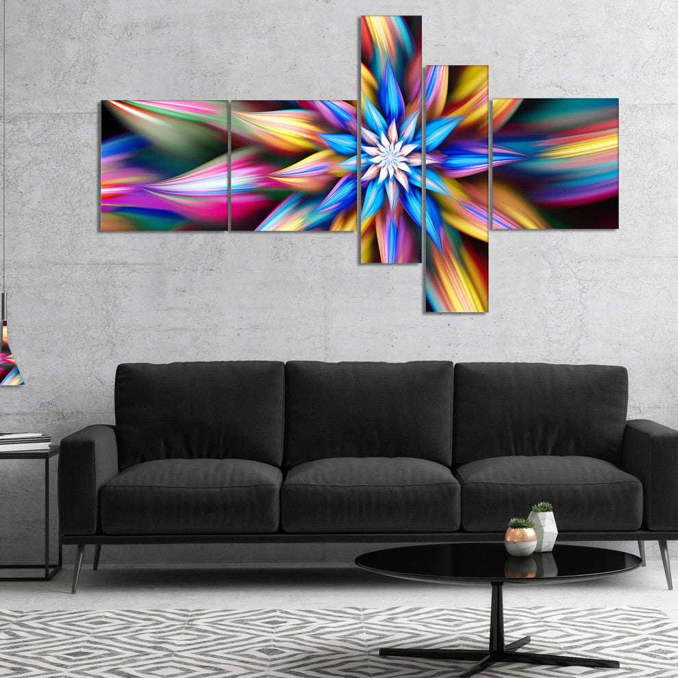 Exotic Multi Color Flower Petals, Floral Canvas Art Print, 60"x32", 5 panels