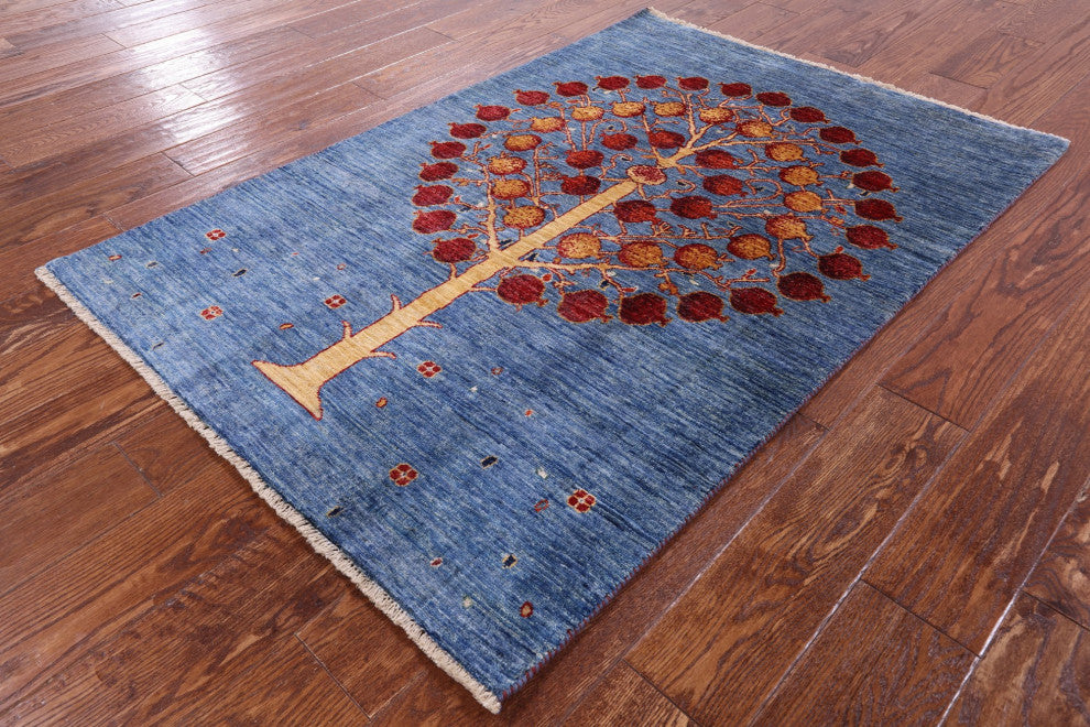 Persian Gabbeh Pomegranate Tree Wool Rug 3' 4" X 4' 10" Q11060