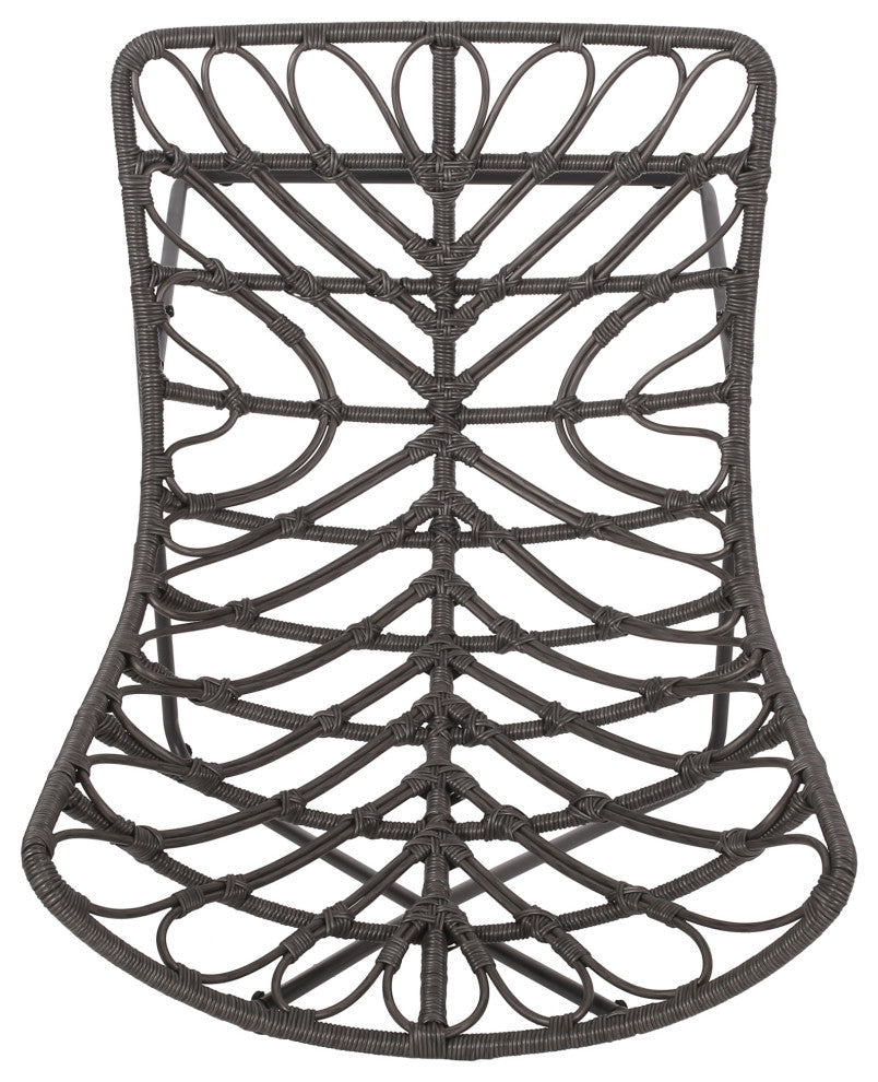 Danbury Outdoor Boho Modern Wicker Accent Chairs, Set of 2, Gray/Black