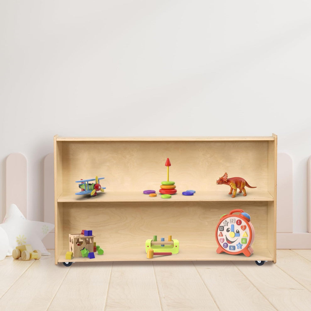 RRI Goods 2 Shelf Horizontal Bookcase With Wheels