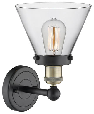 Large Cone 1-Light 7" Sconce, Black Antique Brass Finish, Clear Shade