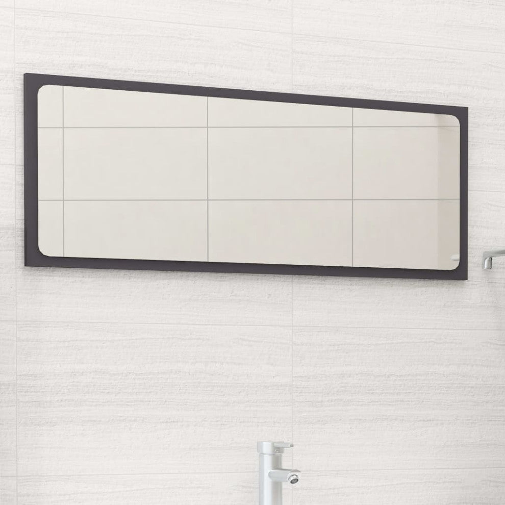 vidaXL Mirror Vanity Mirror Wall Mounted Bath Mirror Gray Engineered Wood