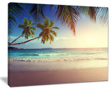 "Typical Sunset On Seychelles Beach" Seascape Art Canvas, 40"x30"