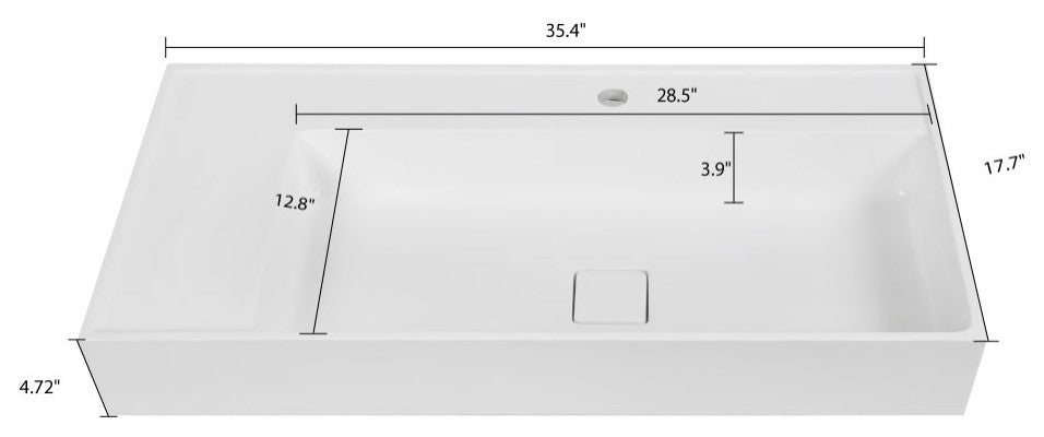 35" Solid Surface Resin Streamline K-1701-35 Vanity Top